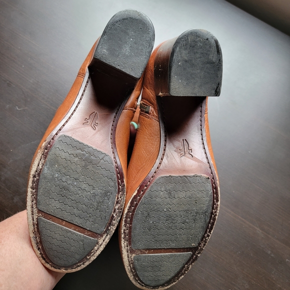 Frye Stella Zip Short Cognac Leather Ankle Booties with Block Heel Sz 8.5 - Picture 10 of 16
